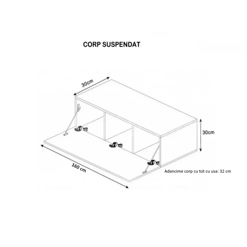 corp living suspendat vedere interior