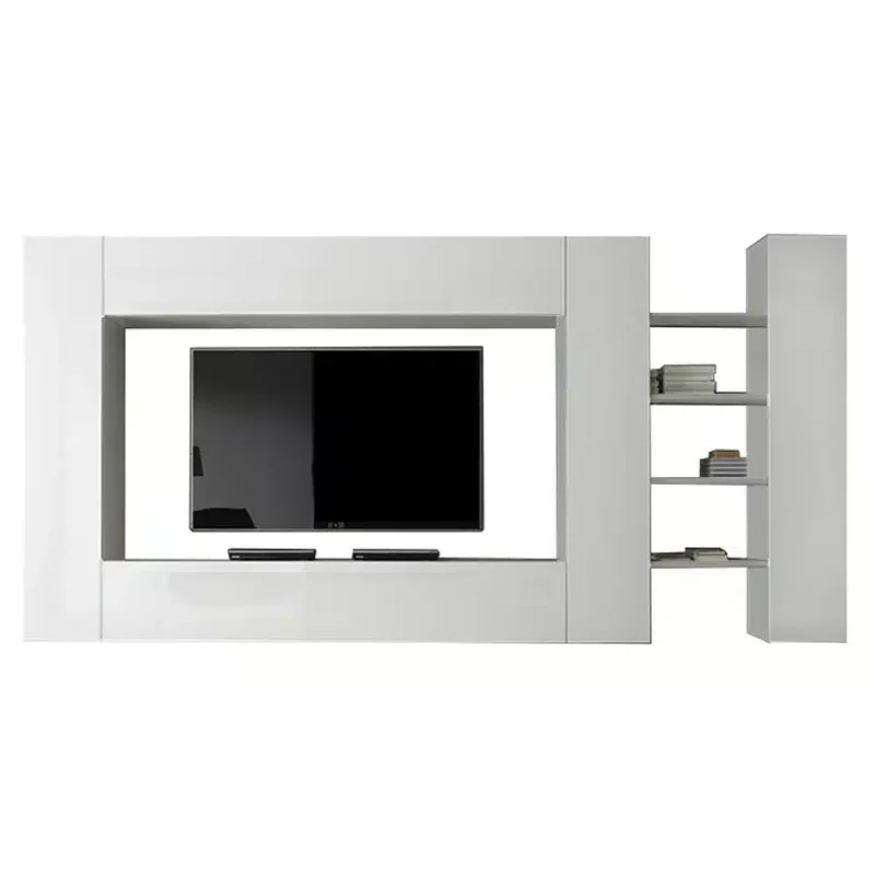 Living Broadway alb, cu 5 usi, corpuri sufragerie suspendabile si 4 polite