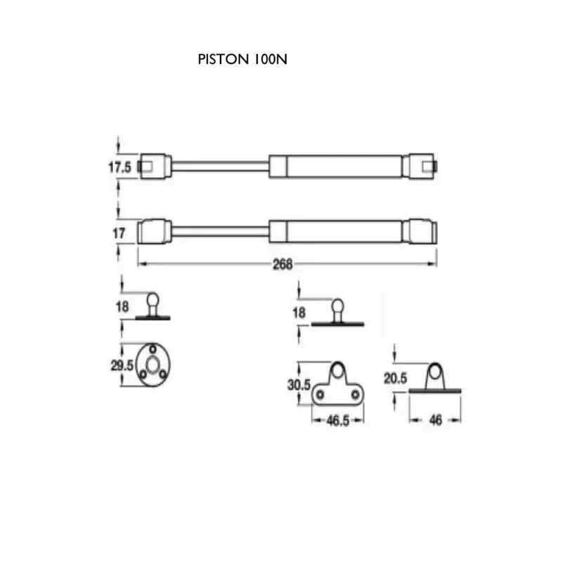 Piston cu gaz Hafele,100 N, pentru coborare usa.