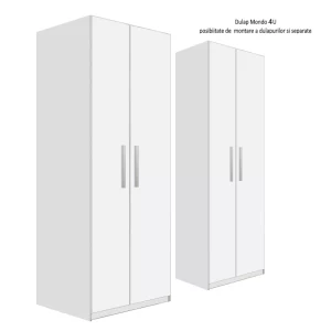 dulap 4 usi, sifonier, dormitor Mondo, dulap H 220 cm, alb fibros, sonoma, ferrara, dressing varianta montaj