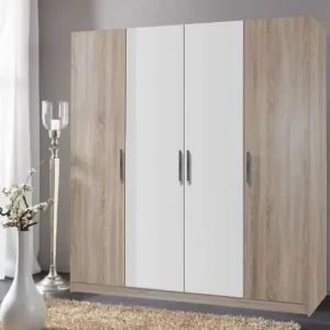 dulap cu 4 usi PAL Sonoma si Alb