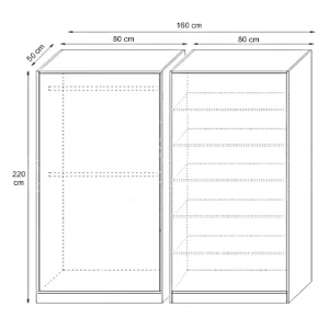 Schita dulap 4 usi, sifonier H 220 cm, dormitor Mondo, dulap H 220 cm, alb fibros, sonoma, stejar ferrara, dressing varianta montaj