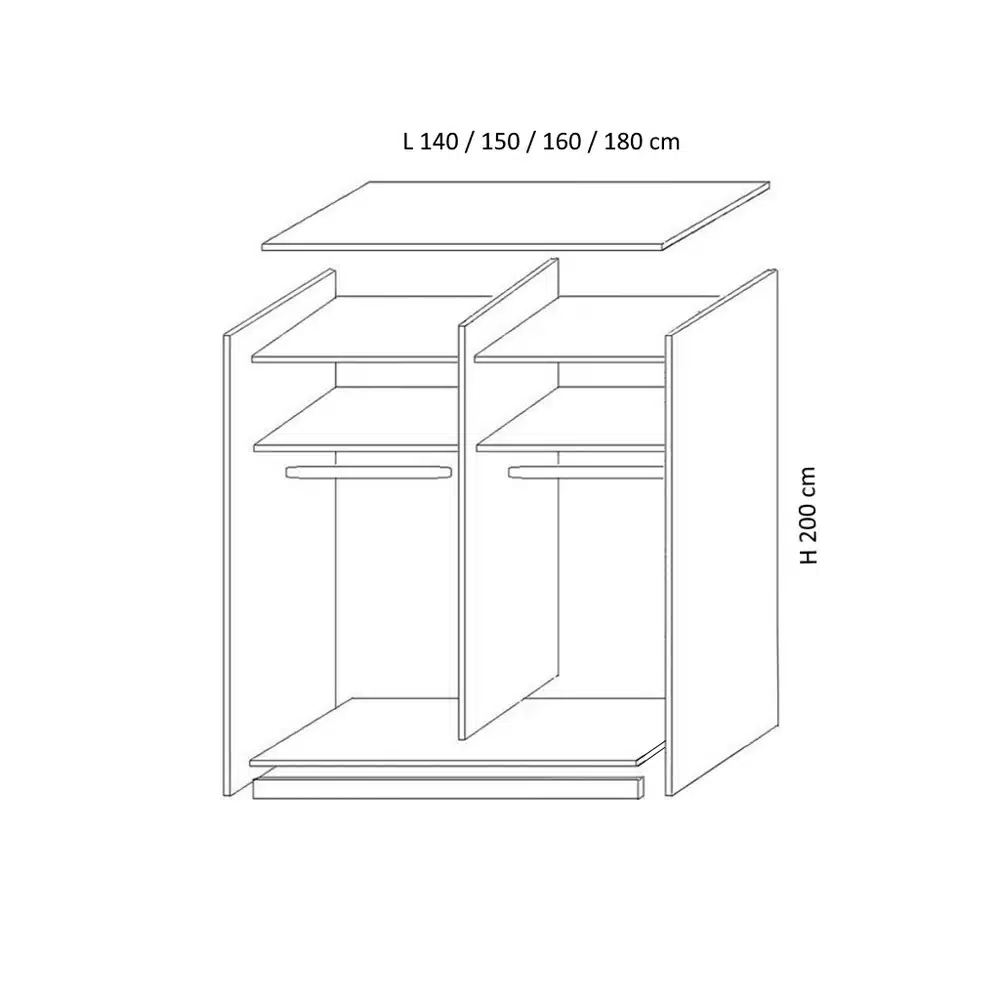 Dormitor Scarlet, Stejar Sonoma/ Latte, cu 32 dimensiuni de Dressing ...