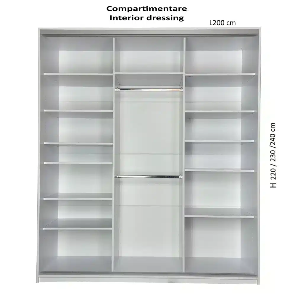 Dormitor Scarlet, Stejar Sonoma/ Latte, cu 32 dimensiuni de Dressing ...