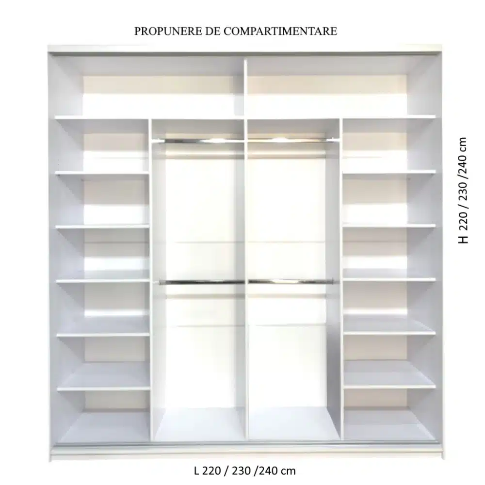 Dormitor Scarlet, Stejar Sonoma/ Latte, cu 32 dimensiuni de Dressing ...