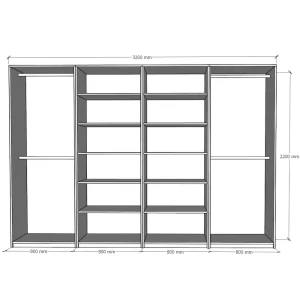 Dulap Mondo 8, Alb, L320xH220xA50 cm, balamale cu amortizor,