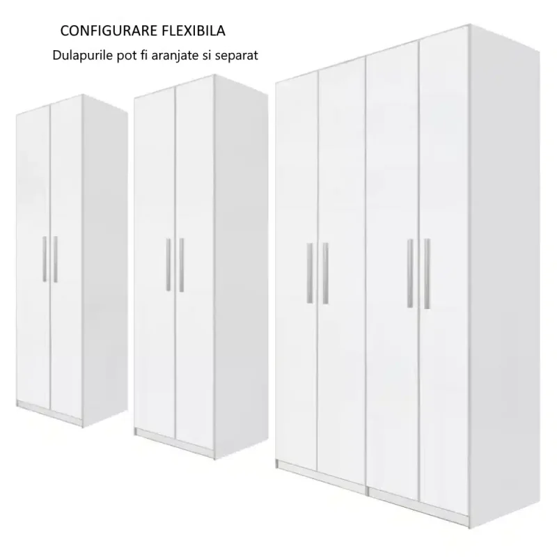 Dulap Mondo 8, Alb, L320xH220xA50 cm, balamale cu amortizor,