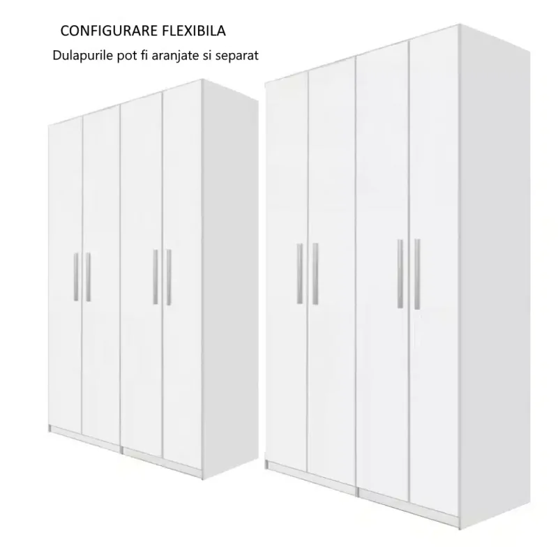 Dulap Mondo 8, Alb, L320xH220xA50 cm, balamale cu amortizor,