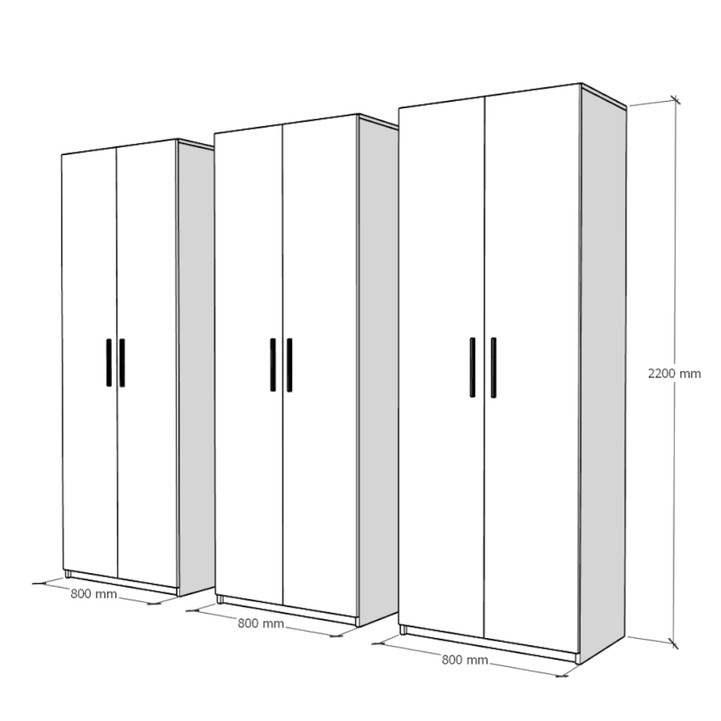 Dulap Mondo 6, Alb, L240xH220 xA50, balamale cu amortizor