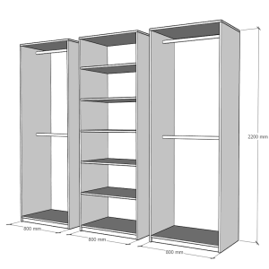 Dulap Mondo 6, Alb, L240xH220 xA50, balamale cu amortizor