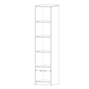 schita dulap cu 4 polite si 1 usa din PAL de 18 mm