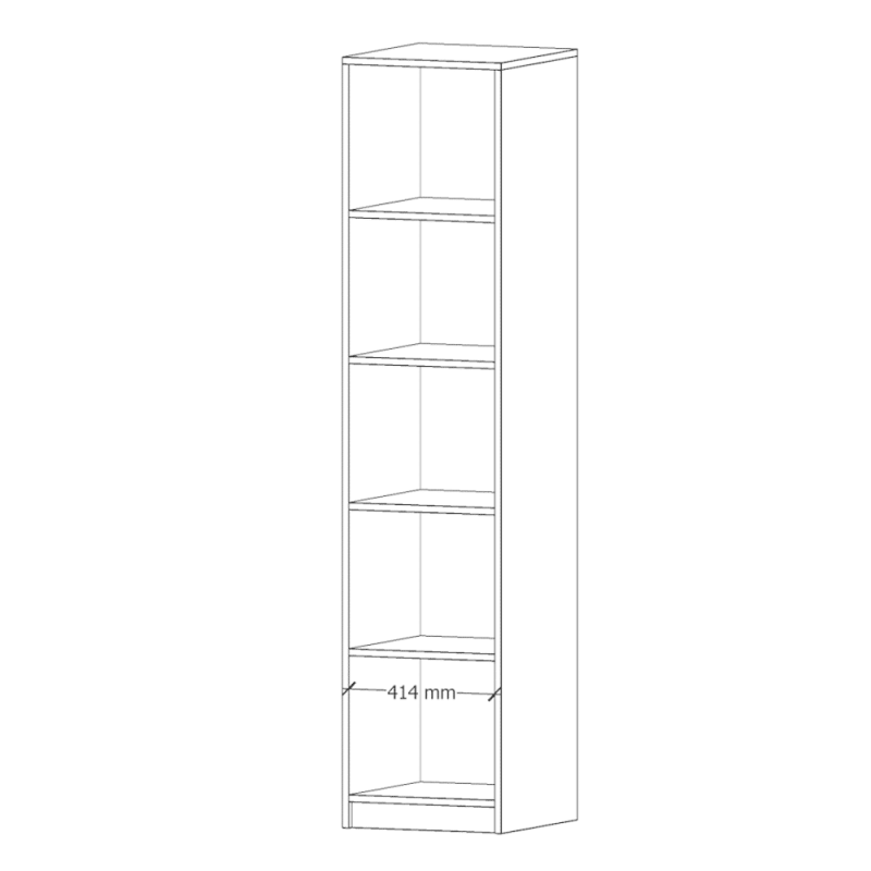 schita dulap cu 4 polite si 1 usa din PAL de 18 mm