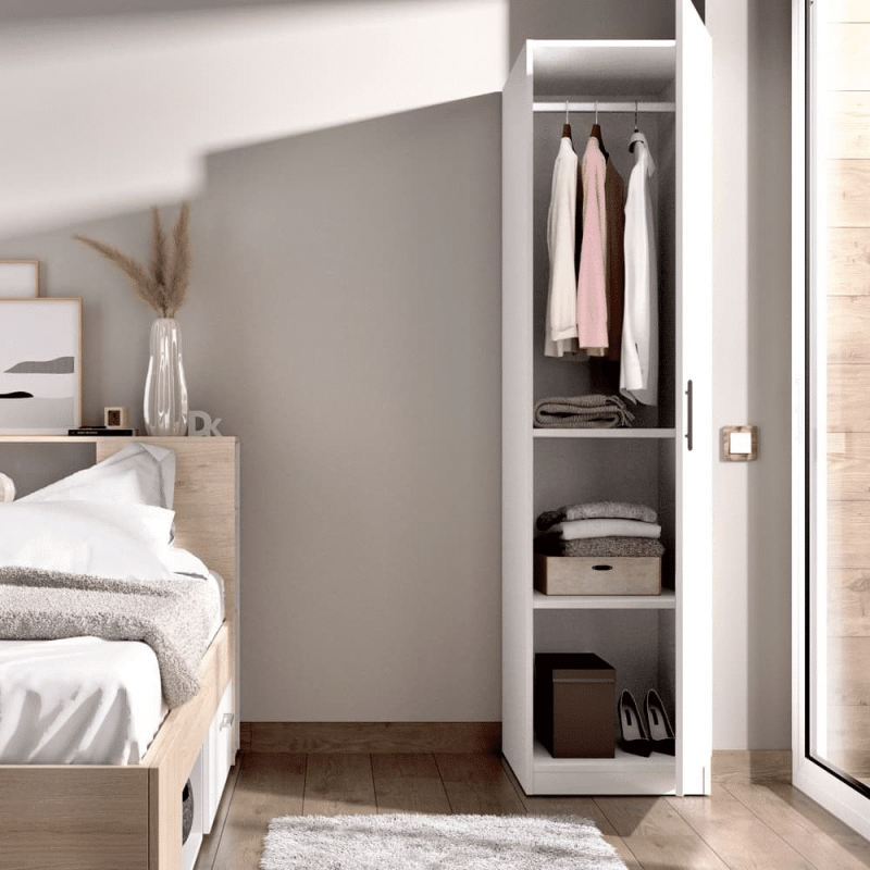 dulap et2 cu 2 polite si o bara de haine din PAL de 18 mm culoarea Alb