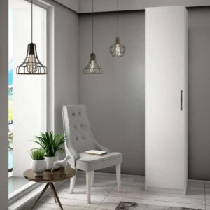 Dulap B2 cu 1 usa si 2 bare de haine din PAL Alb de 18 mm