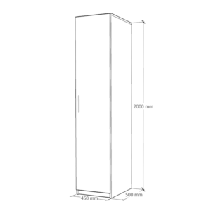 4.Dulap 1 usa schita dimensiuni dulap 1 usa din PAL L 45 x H 200 x A 50 cm