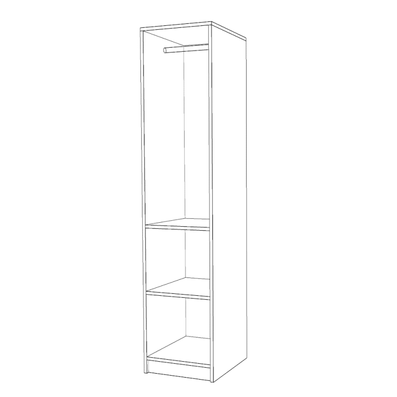 6.Dulap 1 usa 2 etajere ET2 schita dulap 1 usa din PAL L 45 x H 200 x A 50 cm