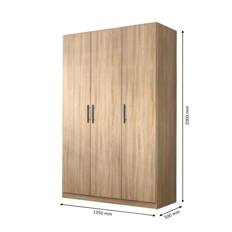 dimensiuni dulap Sonoma din PAL Stejar Sonoma / Bardolino cu 3 usi
