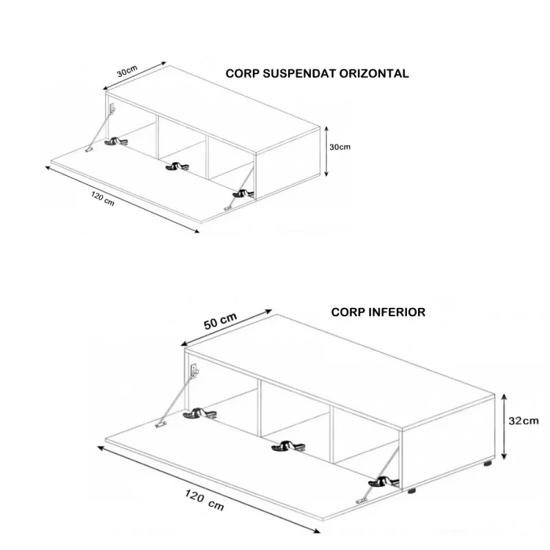 Living Marry, cadru Alb mat, Usi MDF Alb Lucios, L 2 m