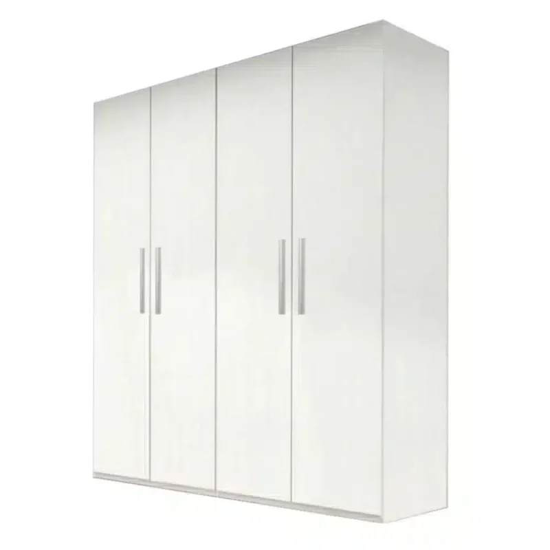 dulap cu 4 usi alb Lara 4, din PAL melaminat, un set de 2 dulapuri individuale cu 4 polite si 2 bare de haine, H200 x A50 x L180 cm