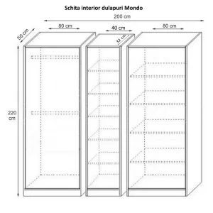 schita dulap mondo cu 4 usi si etajera