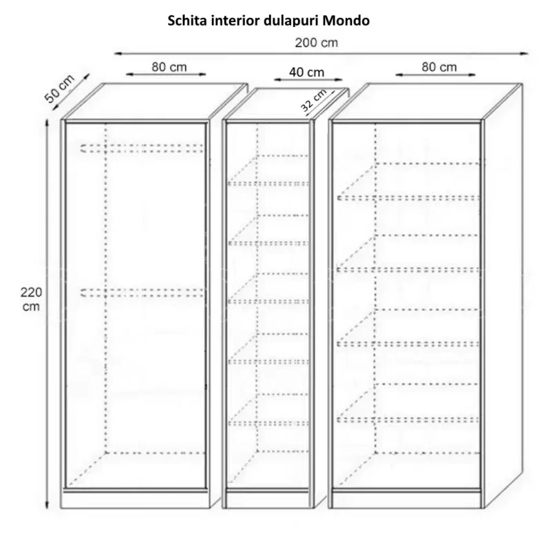 schita dulap mondo cu 4 usi si etajera