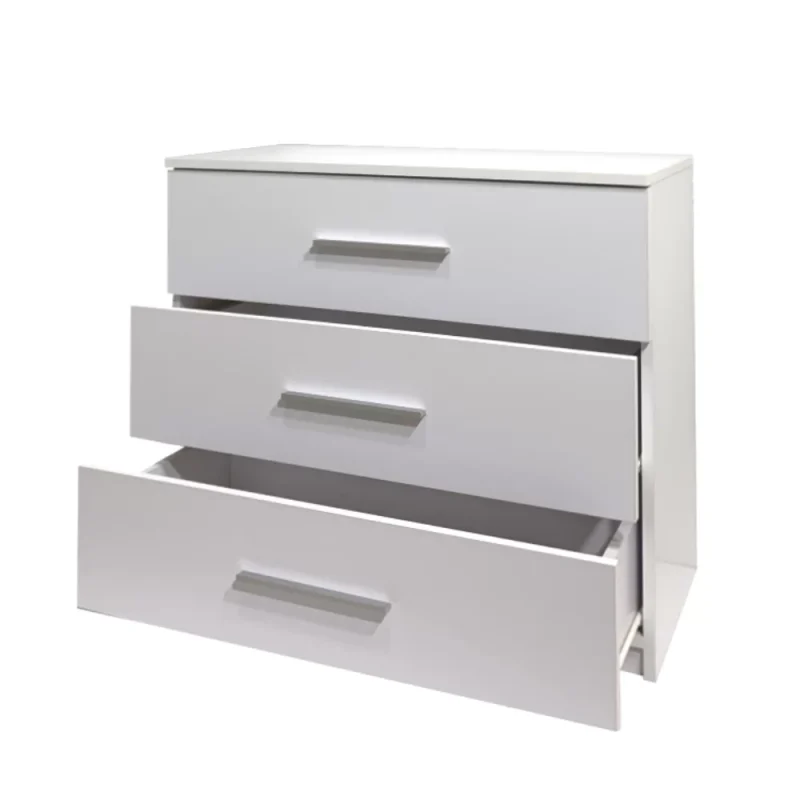 Comoda cu 3 sertare, Alb, L90xH80xA42.5 cm, PAL 18 mm