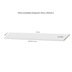 polita 76 x 48 cm pentru dulap Amos si Mondo 2 usi