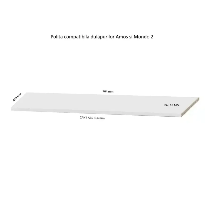polita 76 x 48 cm pentru dulap Amos si Mondo 2 usi