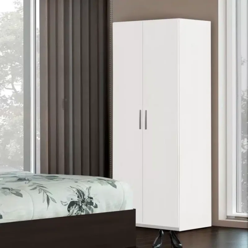 Dulap Mondo 2BH, Alb, H 220 cm, balamale cu amortizor