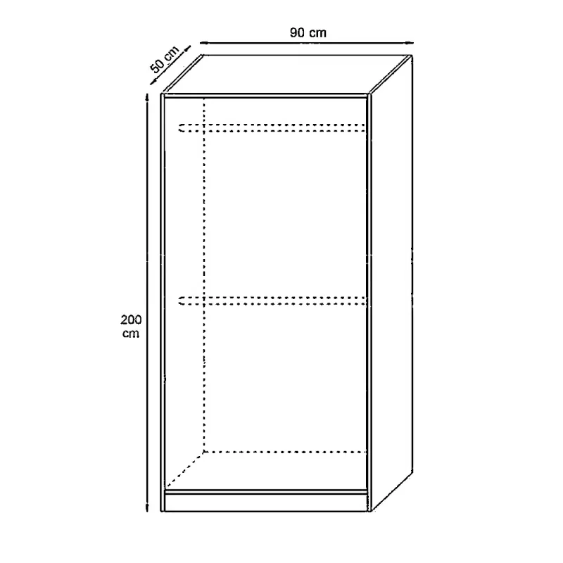 schita dulap cu 2 usi si 2 bare de haine