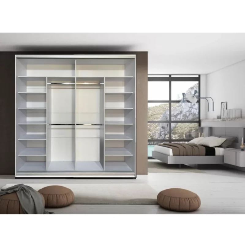 Dressing cu usi culisante 3f PAL Alb si Stejar Gold