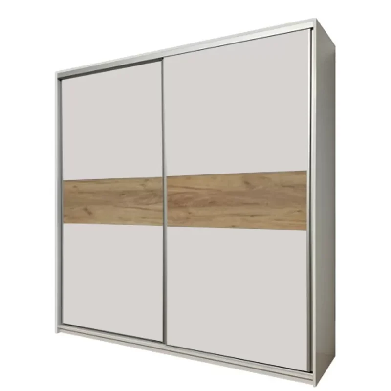 Dressing cu usi culisante 3f PAL Alb si Stejar Gold