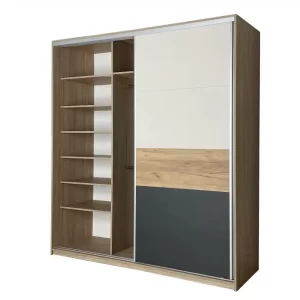 Dressing cu usi culisante Stejar Urban / Grafit / Gold / Cashmere