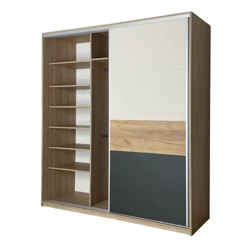 Dressing cu usi culisante Stejar Urban / Grafit / Gold / Cashmere