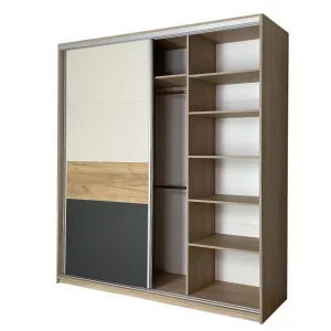 Dressing cu usi culisante Stejar Urban / Grafit / Gold / Cashmere