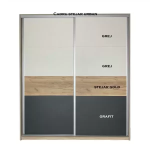 Dressing cu usi culisante Stejar Urban / Grafit / Gold / Cashmere