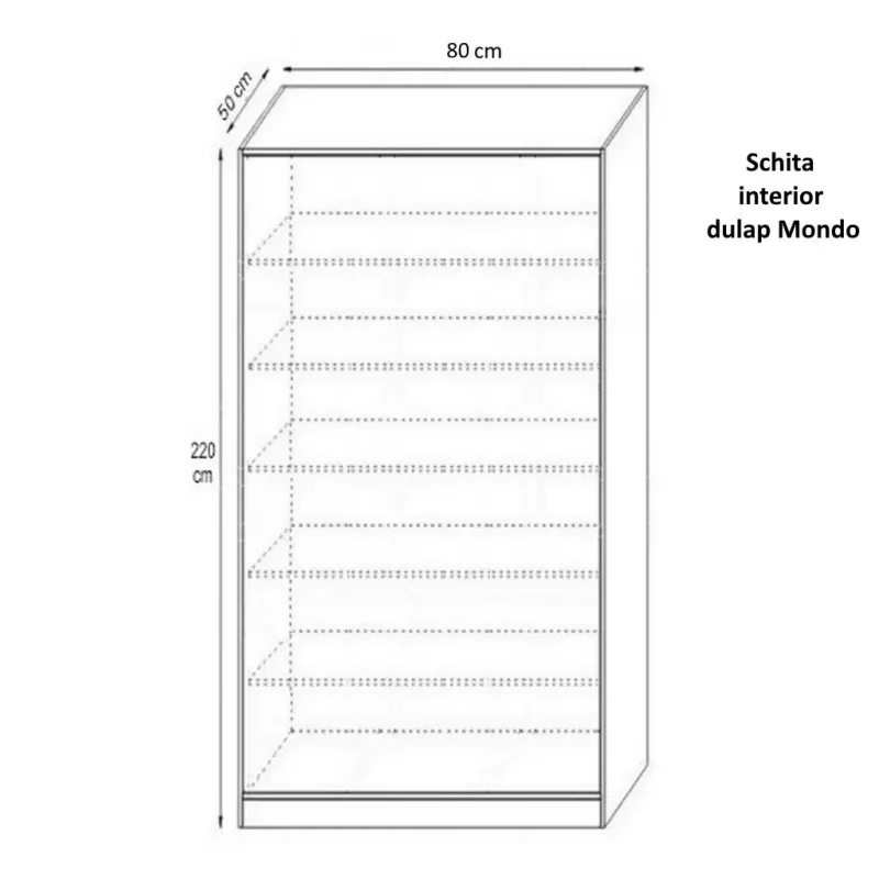 schita dulap Mondo cu 5 polite Stejar Ferrra Sonoma Monaco Alb Fibros Wenge