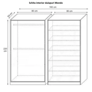 Dulap Mondo 4, Stejar Sonoma, H 220 cm, balamale cu amortizor