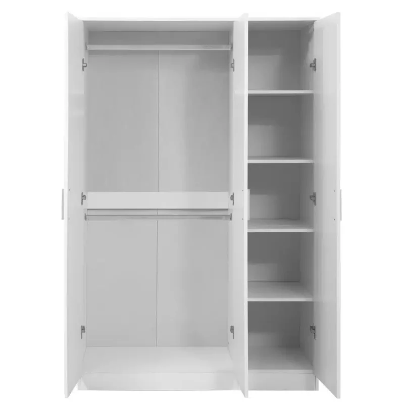 Dulap depozitare cu 3 usi, 4 polite, 2 bare haine