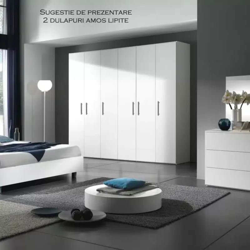Dulap de haine Amos cu 3 usi din PAL Alb de 18 mm