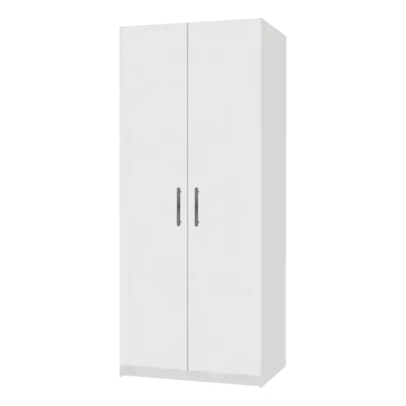 Dulap Toby Alb 3191 2 dulap Toby Hobbit cu polite si bara de haine, manere metalice PAL alb