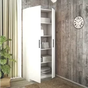 Dulap Toby Alb 3191 3 dulap Toby cu 4 polite mobile si manere metalice, PAL Alb de 18 mm