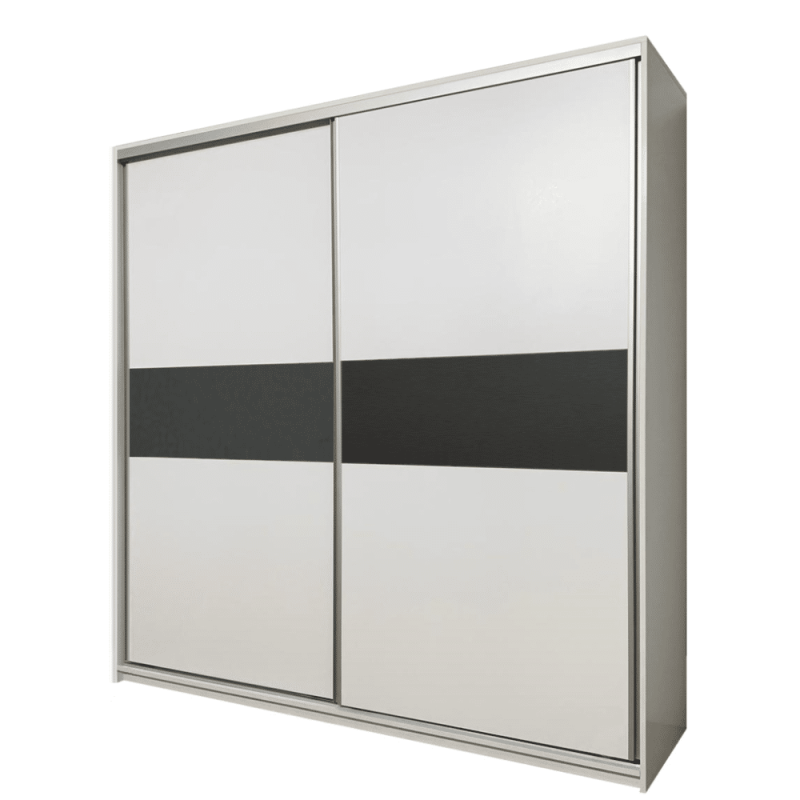 Dressing cu usi culisante PAL Alb si Grafit, realizat pe 32 de dimensiuni, din PAL melaminat pe ambele fete, de 18 mm si cant ABS.