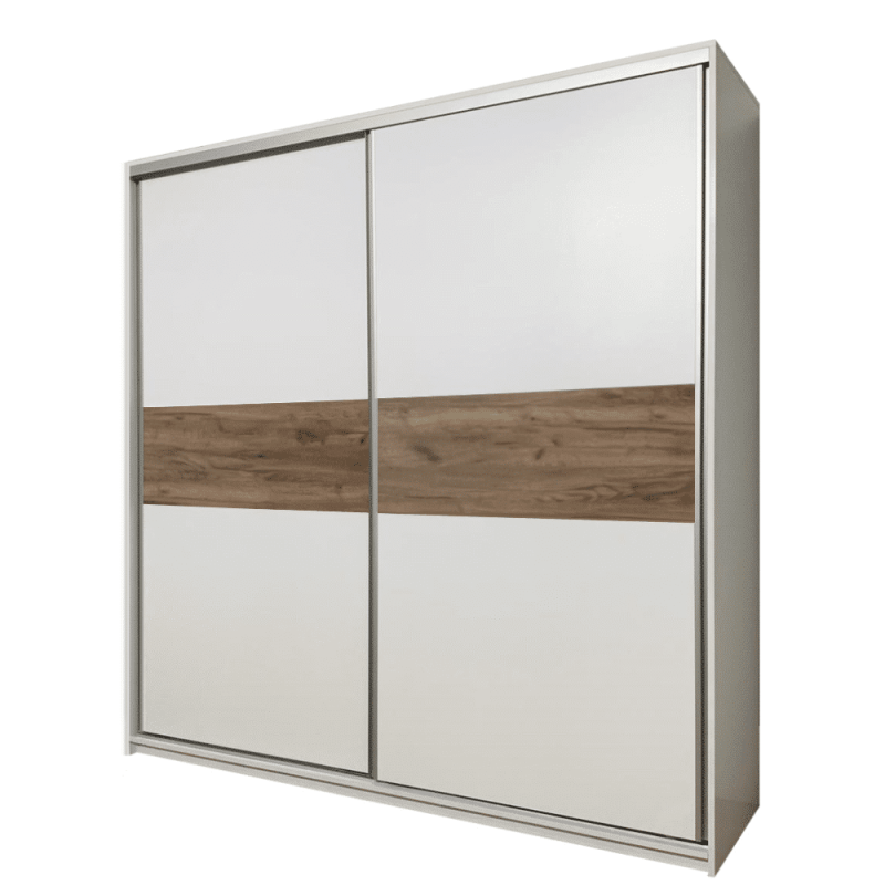 Dressing cu usi culisante, Alb si Stejar Tobacco