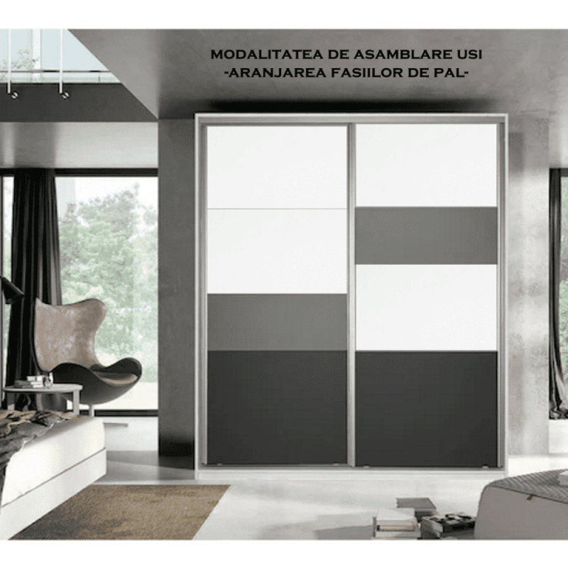 Dressing cu usi culisante 4f PAL Alb / Grafit / Gri