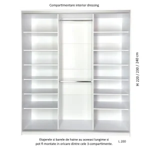 Dressing cu usi glisante 4f Cadru si usi din PAL melaminat Alb
