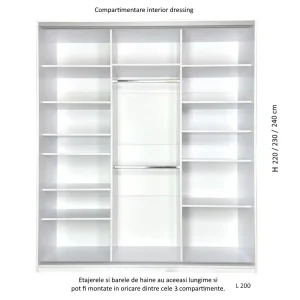 Dressing cu usi glisante 4f Cadru si usi din PAL melaminat Alb