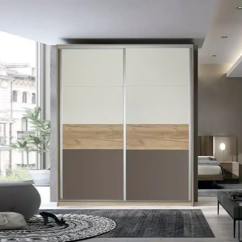 Dressing cu usi glisante din Stejar Urban/ Cappuccino/ Gold/ Grej