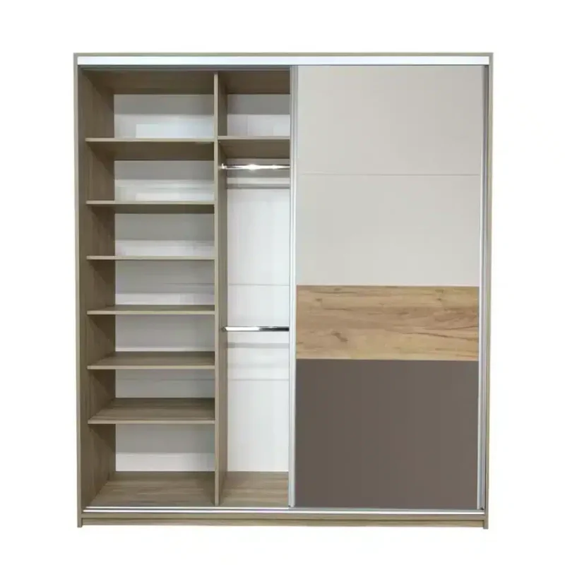 Dressing cu usi glisante din Stejar Urban/ Cappuccino/ Gold/ Grej