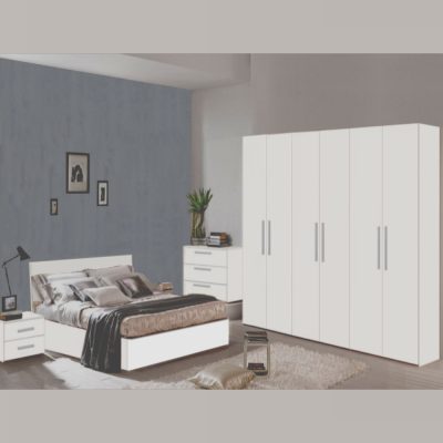 Mobilier Dormitor Mondo 6U, Dulap cu H220 cm, Alb
